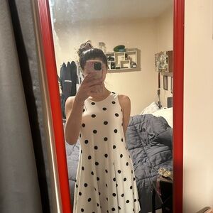Elegant Black and White Polka Dot Mini Dress